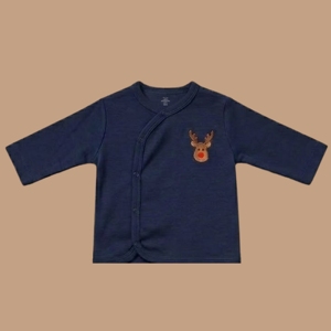 Ensemble de vêtements pour bébé Cot & Candy : Haut kimono bleu marine bio et pantalon-couche à picots - Product Image 2