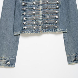2026 New Arrivals Stylish <b>Lightweight</b> Button Embellished <b>Denim</b> Bomber <b>Jacket</b> Vintage-Inspired Casual Winter Women's Outerwear - Product Image 4