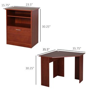 Black L-Shaped Corner <b>Workstation</b> Desk with Printer Cabinet for Home Office Computer Desks - Product Image 3