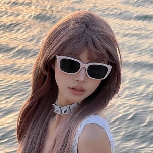 Retro Square European and American High End Soft Pink Sunglasses Square Round <b>Face</b> Sunglasses for Women - Product Image 1