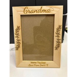 Amazing Wooden Photo <b>Frame</b> Rectangular Vertical Tabletop Handmade Engraved Grandma Design Elegant Decor - Product Image 5