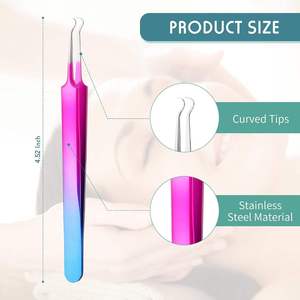 Juego de 3 Pinzas para Puntos Negros de Acero con Alto Contenido de Carbono, Extractor de Espinillas Curvo, Cuidado Facial, Modelo UBI-5121, Logotipo Personalizado - Product Image 1
