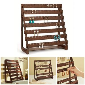 Présentoir à boucles d'oreilles rétro en bois, organisateur de commandes à retirer soi-même, accessoire de présentation de bijoux - Product Image 2
