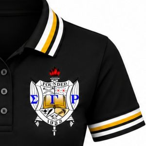 เสื้อโปโล Sigma Gamma Rho สีดำ เสื้อคอปกแขนสั้นสำหรับผู้หญิง ลายตัวอักษรกรีก เสื้อยืดแฟชั่นสำหรับชมรมนักศึกษา เสื้อผ้าลำลองสำหรับเล่นกีฬากอล์ฟ - Product Image 6