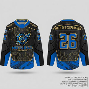 Camisetas de Hockey sobre Hielo Personalizadas Sublimadas para Adultos, Manga Corta, Impresión de Bandera, Uniformes de Equipo Personalizados que Absorben la Humedad - Product Image 1