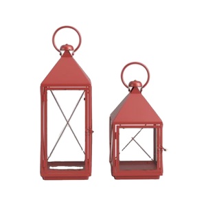 Wholesale Red Color Candle <b>Lantern</b> Set Of 2 Iron Metal & Glass For Indoor Outdoor Home Garden Decorative Hanging <b>Lantern</b> Sale - Product Image 1