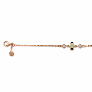 18kt <b>Gold</b> <b>Boy</b> Charm Chain <b>Bracelet</b> with Cubic Zirconia Diamond Shape Links High Polish Fashion Jewelry for Kids Daily Wear Gift - Product Image 2
