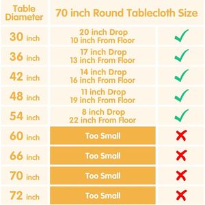 6 Pack White 70-Inch Tablecloths Fit 30\" 54\" <b>Tables</b> Circle Bulk Linen Polyester Fabric Washable Cloth <b>Cover</b> for Weddings - Product Image 3