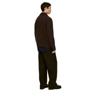 Suéter de punto con media cremallera otoño sólido 100% poliéster acrílico algodón orgánico Merino pulóver acanalado media cremallera hombres logotipo personalizado - Product Image 2