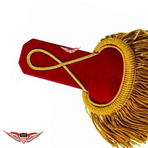 Epaulettes Franceses Napoleónicas Hechas a Mano de Alta Calidad con Flecos de Hilo Rojo y Dorado - Product Image 3