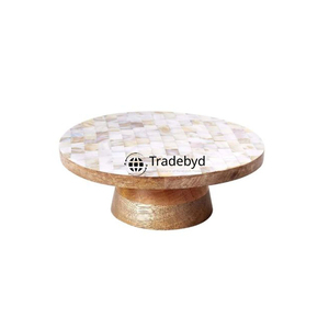Support à gâteau rectangulaire élégant et écologique en os incrusté, présentoir de luxe fait main pour la décoration de table par Tradebyd - Product Image 1