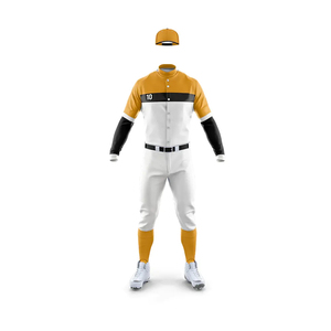 Men's Baseball Jersey Set Yellow <b>White</b> Full Sleeve <b>Button</b> Front Moisture Wicking Regular Fit All Seasons Sport Apparel - Product Image 1