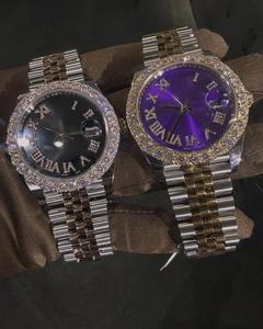 New Arrival High Quality <b>Black</b> Auto Date Iced VVS Clarity Moissanite Diamond Studded HipHop <b>Watches</b> for Men <b>Women</b> Widely Selling - Product Image 1