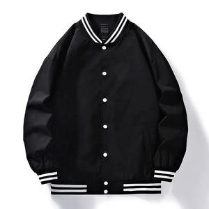 Logotipo personalizado bordado a prueba de viento Hip-up chaqueta de béisbol Vintage moda deportes de gran tamaño Varsity lona tela Stand High Street - Product Image 3