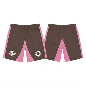 High Quality Polyester/<b>Nylon</b> Knitted Fabric 160gsm Men's Casual Mid Waist Drawstring Closure Windbreaker <b>Shorts</b> Brown Pink - Product Image 1