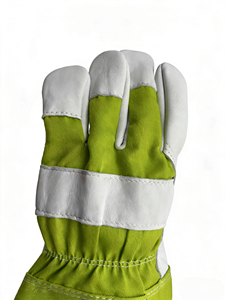 Guantes de Trabajo de Cuero Verde con Puño Morado a Rayas, Resistentes a la Abrasión, Antideslizantes en las Puntas de los Dedos, para Uso en Exteriores en las Cuatro Estaciones, Guantes para Trabajar con Agujas - Product Image 2