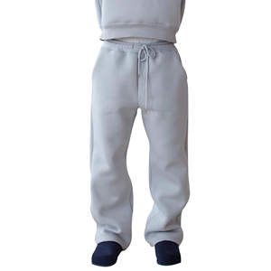 Men's Gray Cotton Mid Waist Lightweight Eco-Friendly Casual Joggers Elastic Drawstring Side Pockets Breathable Autumn Wear - Product Image 5