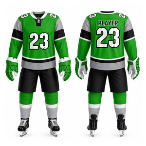 Conjunto de Jersey de Hockey sobre Hielo Verde, Manga Larga, Impresión Sublimada, Transpirable, Uniforme para Hombre, Talla Adulto, Corte Regular - Product Image 1
