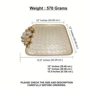 Handcrafted Floral Serving Tray Luxurious Multi Purpose Decor Severer Elegant for Festive Gifting Home Styling - Product Image 5