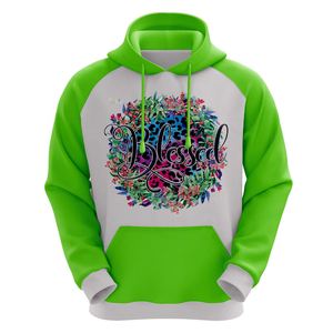 Sweat à capuche unisexe imprimé léopard floral, coupe classique, manches raglan, vert-gris, décontracté, pour l'automne, avec poche avant - Product Image 1