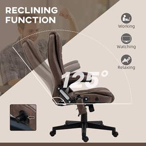 High Back Desk <b>Office</b> <b>Chair</b> in Linen <b>Heated</b> and Vibrating Massage Features Coffee Color - Product Image 6