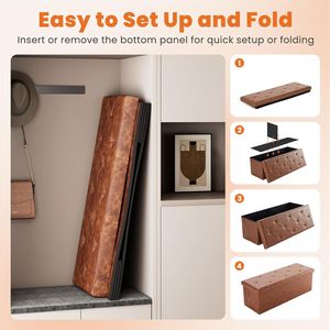 43 Inches <b>Folding</b> Ottoman Storage Bench Load 660 Lbs Upholstered Foot Rest Stool End <b>Bed</b> Storage Bench Living Room Accessory - Product Image 5