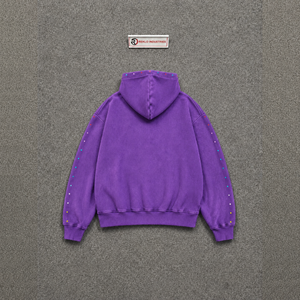 Sweat à capuche oversize violet vintage effet vieilli, tendance, décontracté, mode minimaliste, en molleton doux de haute qualité, style streetwear - Product Image 6