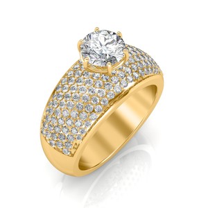 Yellow Gold Diamond Engagement <b>Ring</b> Round Brilliant Cut Prong Center Luxury Women's <b>Band</b> - Product Image 2