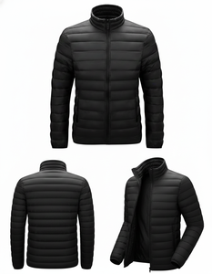 Chaqueta Acolchada de Secado Rápido para Hombre, con Exterior de Poliéster y Relleno de Algodón, Diseño Sólido, Estilo Casual de Invierno - Product Image 1