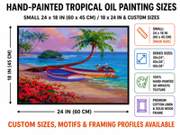 Peinture sur toile impressionniste 100% peinte à la main, paysage marin, palmier à noix de coco, scène naturelle, art mural acrylique B&C ART, support mural en fil métallique