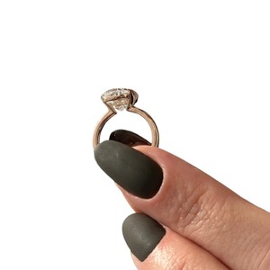 Luxury 4 Carat Elongated <b>Cushion</b> Cut Lab Grown Diamond Half Bezel Solitaire Engagement <b>Ring</b> - Product Image 4