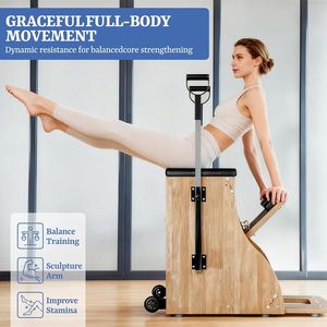 Sedia Combo Pilates Cadillac Wunda con Maniglie e Pedali Separati, Macchina Reformer per Yoga, Allenamento Core e Riabilitazione - Product Image 5