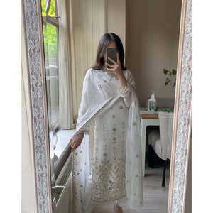 Ensemble élégant pour femmes, haut et pantalon de soirée avec dupatta - Product Image 6