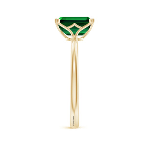 Anillo Solitario de Lujo con Gema Verde Corte Esmeralda para Mujer en Oro de 10K, 14K, 18K y Plata de Ley 925, 935, Estilo Minimalista para Compromiso - Product Image 2