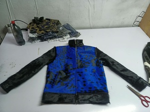 Blue Printed Fur <b>Women's</b> Stand Collar Zipper Waterproof Streetwear Bomber <b>Jacket</b> Men's Cowhide Leather Black <b>White</b> - Product Image 1
