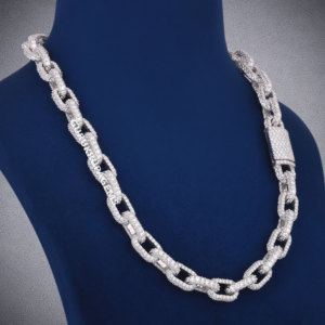 Cadena de eslabones RTS Ice Out con diamantes de moissanita plateados para hombre y mujer, diamantes con claridad D VVS, probados con el probador de diamantes, la mejor calidad. - Product Image 2