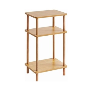 Table de chevet rectangulaire en bois à 3 niveaux, table d'appoint mince avec rangement ouvert et coins arrondis, style moderne du milieu du siècle, multi-niveaux - Product Image 4