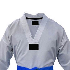 Dobok de Taekwondo Gris avec Patch Noir, Col en V, Uniforme en Polycoton pour Adultes Unisexe, Personnalisable OEM, Fourniture en Gros, Uniforme d'Arts Martiaux Respirant - Product Image 6