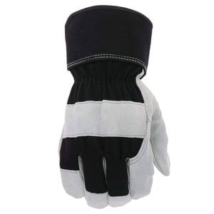 Gants de soudage en cuir fendu noir - Gants de sécurité longs en cuir de vachette véritable pour la protection au travail et la soudure industrielle - Product Image 2