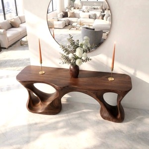 Table console en bois naturel 100% artisanale, design moderne, table d'entrée en pierre pour hôtel de luxe, villa, couloir, meubles - Product Image 1