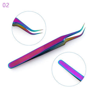 Vired Impex Professional Stainless Steel Fiber <b>Lash</b> Eyebrow Tweezers <b>Cluster</b> Curved Tip High Quality Durable Precision 10mm - Product Image 3