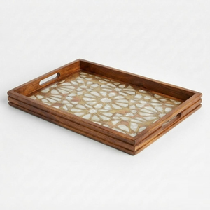 Plateau décoratif rond en bois écologique, prix d'usine, plateaux de service pour collations, plateau de service en bois fait main, décoration intérieure, vente en gros - Product Image 6