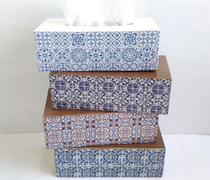 Porte-mouchoirs en MDF multifonctionnel au design moderne, boîte à mouchoirs en émail pour la maison - Product Image 1