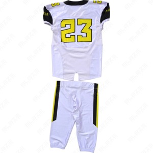 Blaze Sportswear American Football Jersey Set White Yellow 23 V-Neck Short Sleeve Moisture Wicking Fitted Uniform Men Adult - Product Image 2