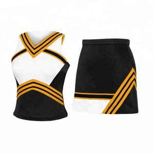 Ensemble d'uniformes de cheerleading pour adultes, haut sans manches et jupe bicolores violet, blanc et noir, impression par sublimation - Product Image 4