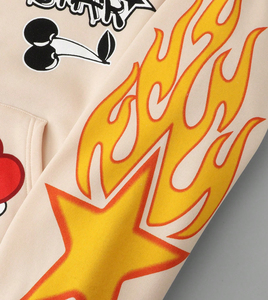 Sweat à capuche personnalisé imprimé flamme, épais, oversize, décontracté, coupe courte, épaules tombantes, 100 % coton molletonné - Product Image 6