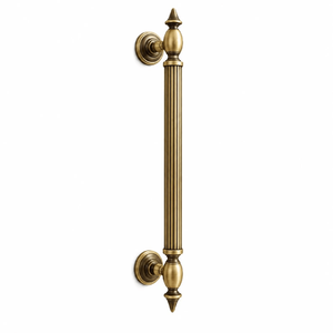 Manija de Puerta Atlas de Latón Macizo Acanalado de Alta Resistencia en Acabado Dorado Mate Moderno, Tamaño de 24 Pulgadas para Puertas de Entrada de Lujo - Product Image 1