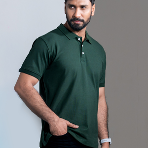 Chemise polo homme manches courtes, couleur bleu ciel, coupe classique, tissu piqué 280 gsm, 100% coton peigné. - Product Image 4