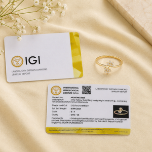 แหวนทองคำแท้ 14KT งานแฮนด์เมดใหม่ ประดับเพชรทรงบริลเลียนท์จากห้องปฏิบัติการ รับรองโดย IGI เครื่องประดับสำหรับผู้หญิงสำหรับงานแต่งงานและงานปาร์ตี้ - Product Image 6