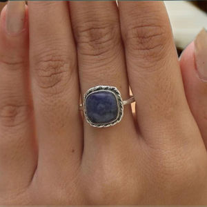 แหวนพลอยควอตซ์ dumortierite ทำจากเงินสเตอร์ลิง925เป็นเครื่องประดับสำหรับงานเลี้ยงของผู้หญิงขายส่งเป็นจำนวนมาก - Product Image 1